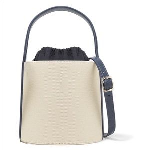 Staud bisset canvas bucket bag in navy